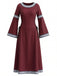 30er Renaissancekleid mit Rundhals und Glockenärmeln