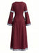 30er Renaissancekleid mit Rundhals und Glockenärmeln
