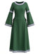 30er Renaissancekleid mit Rundhals und Glockenärmeln