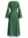 30er Renaissancekleid mit Rundhals und Glockenärmeln