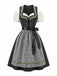 50er schulterfreies Baumwoll-Kleid mit Polka-Dots und Gingham