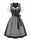 Schwarzes 50er Oktoberfest-Dirndl-Set aus Baumwolle mit Top und Karoschürze