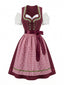 Weinrotes 50er Oktoberfest-Dirndl-Set aus Baumwolle mit Top und Karoschürze