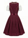 50er schulterfreies Baumwoll-Kleid mit Polka-Dots und Gingham