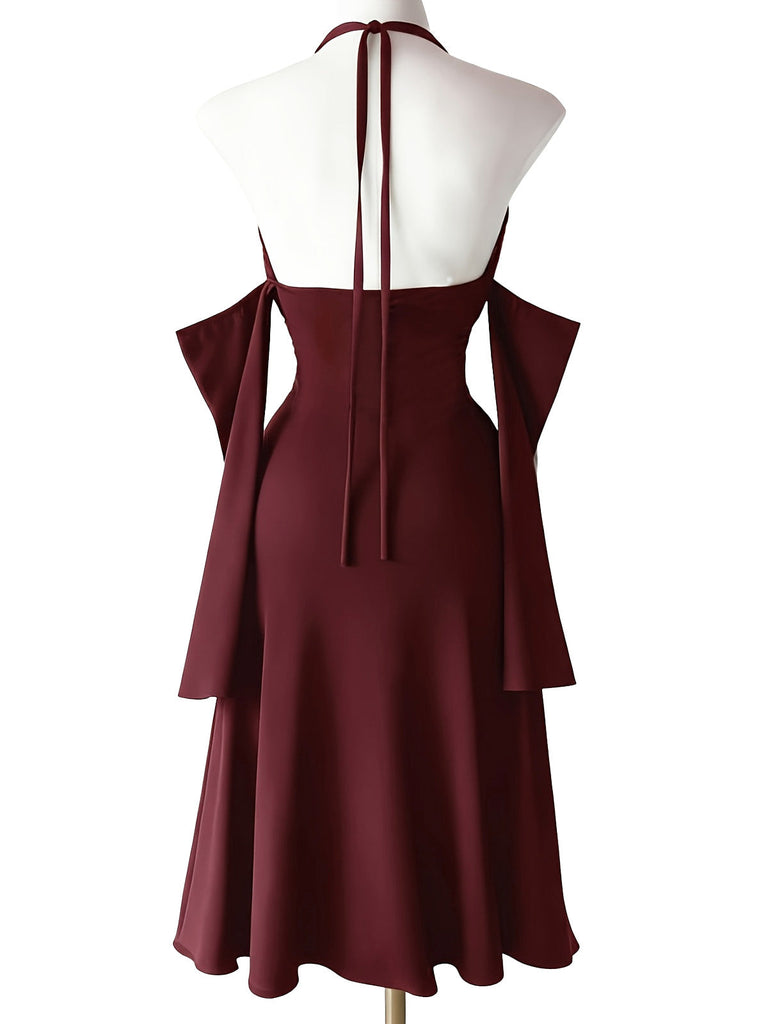 60er Gothic Maxikleid mit Neckholder und Hoch