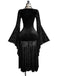 Schwarzes 80er Kleid mit V-Ausschnitt und Samt