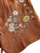 Brauner 70er Boho Korsett mit Schnürung und Blumenstickerei