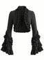 Schwarze 50er Gothic Jacke mit Rüschen und Langärmeln