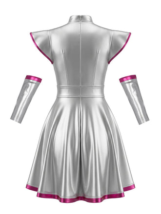 70er Plisseekleid in Metallic-Optik