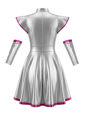 Silbernes 70er Space-Metallic-Kleid