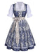 Dunkelblaues 50er Kleid mit Blumen und Puffärmel