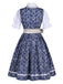 Dunkelblaues 50er Kleid mit Blumen und Puffärmel