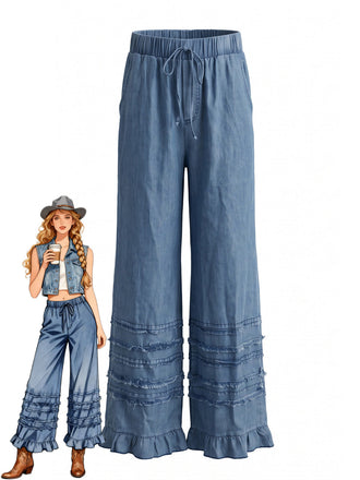 70er Jeans-Hose mit Rüschen und Breit