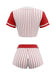 70er Baseball-Kostümset mit Streifen-Shirt, Shorts, Hut und Stutzen