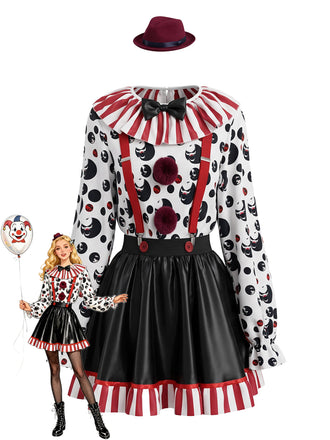 Schwarzes & Rotes 50er Halloween mit Clown und Costume