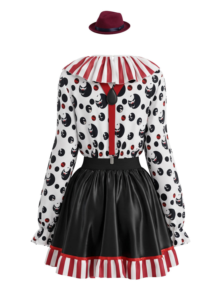 Schwarzes & Rotes 50er Halloween mit Clown und Costume