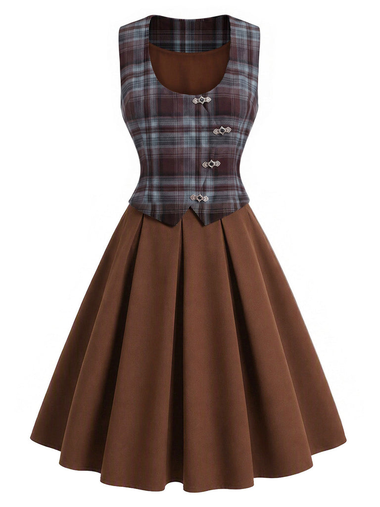 50er Bluse mit Puffärmel und Karo