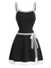 Schwarzes & Weißes 60er Kleid mit Schleife und Spitze