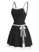 Schwarzes & Weißes 60er Kleid mit Schleife und Spitze