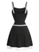 Schwarzes & Weißes 60er Kleid mit Schleife und Spitze