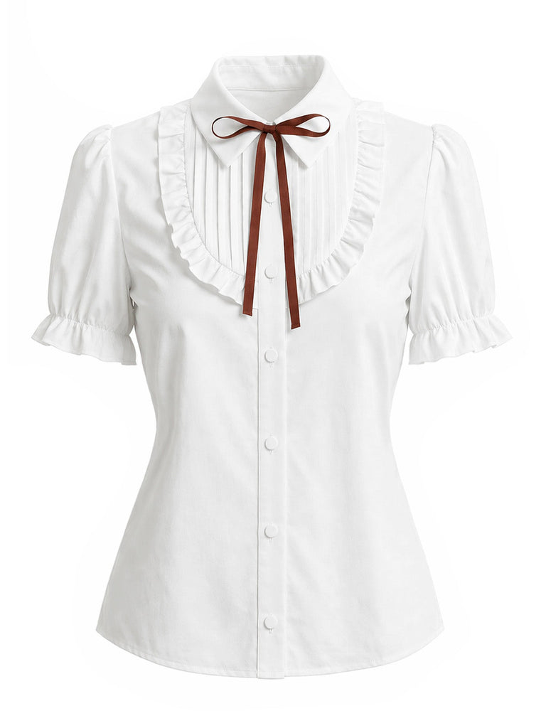 50er Bluse mit Puffärmel und Karo