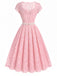Rosa 50er Kleid mit Herzausschnitt und Spitze