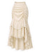 Beige 70er Rock mit Rüschen und Hohe Taille
