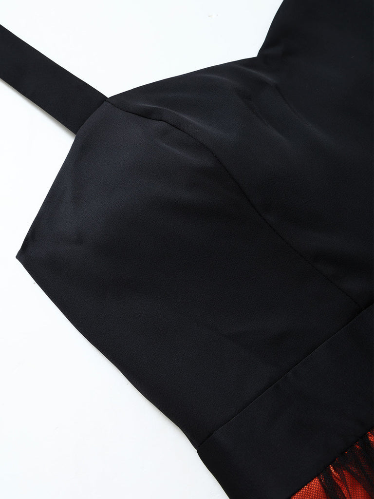 Schwarzes 50er Halloween Kleid mit Tüll