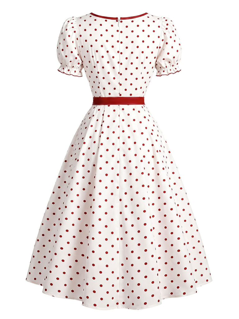 Rot-weißes 50er Kleid mit Polka-Dots
