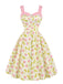 Grünes 50er Kleid mit Träger und Print