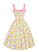 Grünes 50er Kleid mit Träger und Print