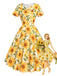 Gelbes 50er Swingkleid mit Sonnenblumen