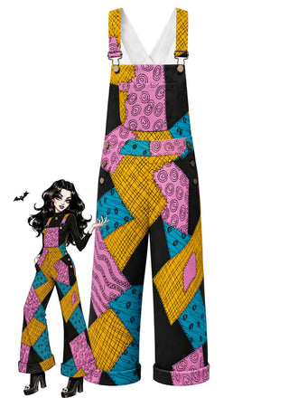 80er Sally-Latzhose mit Patchwork und Taschen