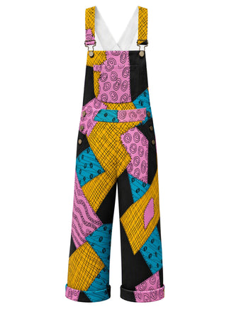 80er Sally-Latzhose mit Patchwork und Taschen