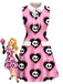[Vorverkauf] Rosa 60er Gothic-Kleid mit Totenkopf-Herz-Print und Peter-Pan-Kragen