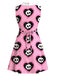 [Vorverkauf] Rosa 60er Gothic-Kleid mit Totenkopf-Herz-Print und Peter-Pan-Kragen