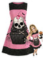 [Vorverkauf] Rosa 60er Gothic-Kleid mit Totenkopf-Cupcake und Polka-Dots
