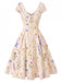 [Vorverkauf] Beige 50er Kleid mit Wildblumen und Schleife