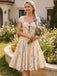 [Vorverkauf] Beige 50er Kleid mit Wildblumen und Schleife