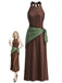 Braunes 30er Satinkleid mit Neckholder und Schal