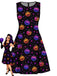 60er Halloween A-Linien-Kleid mit dunklem Kürbis