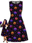 [Vorverkauf] 60er Halloween A-Linien-Kleid mit dunklem Kürbis