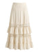 Beige 70er Boho Rock mit Rüschen und Cut-out