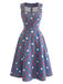 50er Set mit Polka-Dot-Kleid und Schleifen-Rüschenbluse