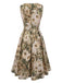 Grünes 50er Swingkleid mit Blumen und Schlag