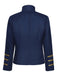 Blaue 70er Jacke mit Stehkragen, Goldstreifen und Zierknöpfen