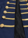 Blaue 70er Jacke mit Stehkragen, Goldstreifen und Zierknöpfen