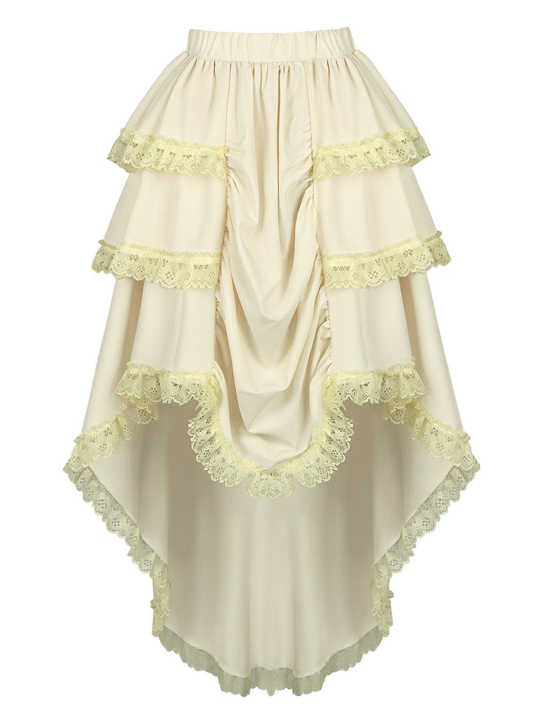 Beige 50er Rock mit Spitze und Besatz