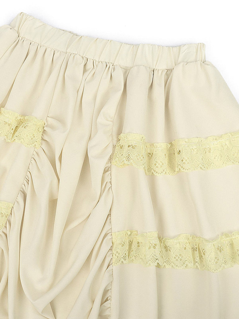 Beige 50er Rock mit Spitze und Besatz