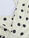 Beiges 60er Minikleid mit Polka-Dots und Herzausschnitt